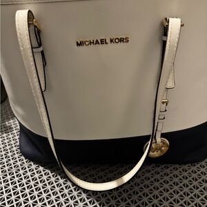 Michael Kors White and Navy Women's Bag